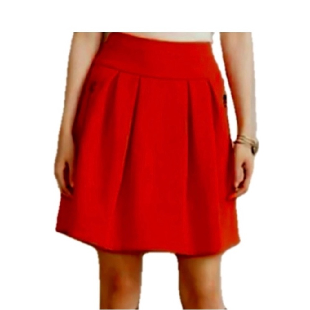 Anthropologie Maeve skater circle skirt red orange NWT